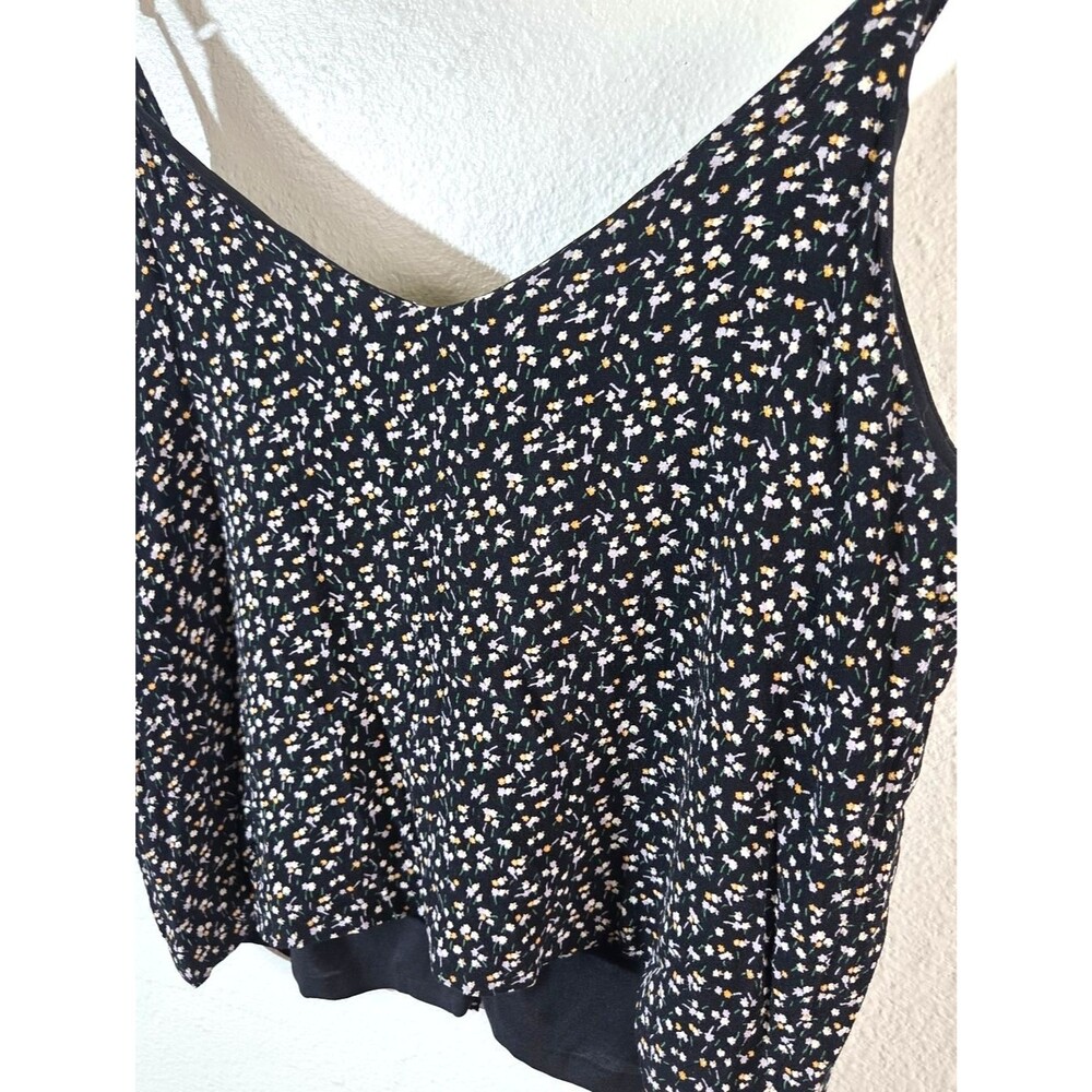 Madewell Women's Size 6 Black Floral Cami Tank Top Lined Viscose Boho - Picture 9 of 11